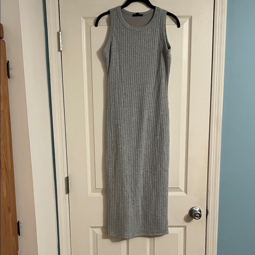 See you Monday lined long gray maxi dress